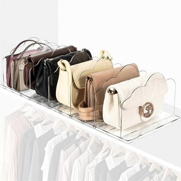 Clear Purse Organizer Closet Shelf Dividers Handbag Storage Holder Adjustable Se - Picture 7 of 7